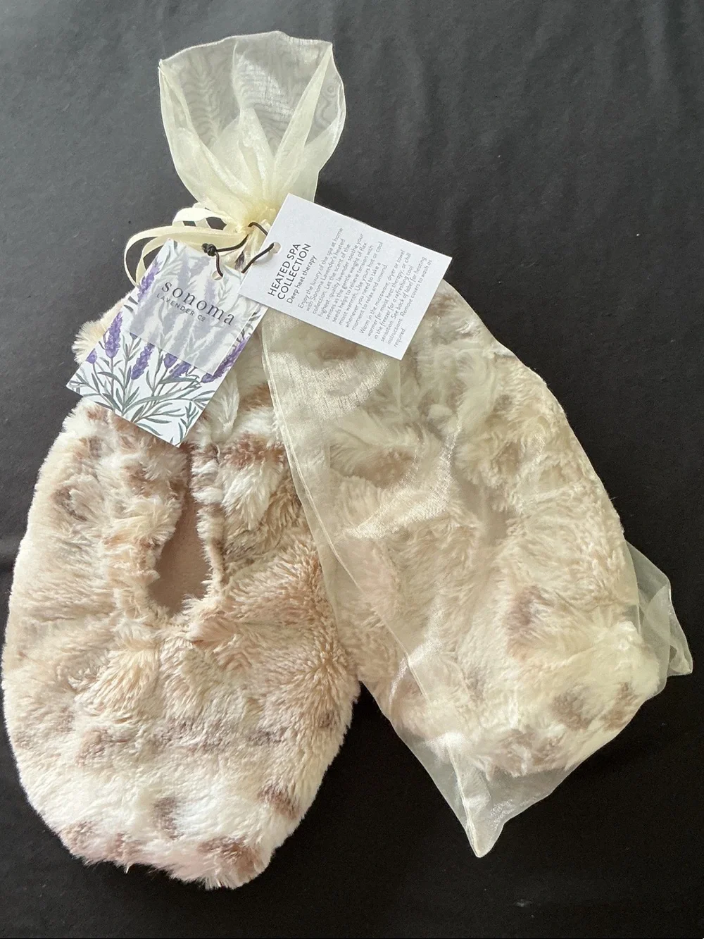 Sonoma Heated Spa Collection Faux Fur Therapy Slippers in Cream with Light Brown